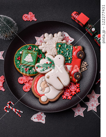 Homemade Christmas gingerbread cookies made as sweets 122277431