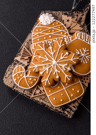 Homemade Christmas gingerbread cookies made as sweets 122277497