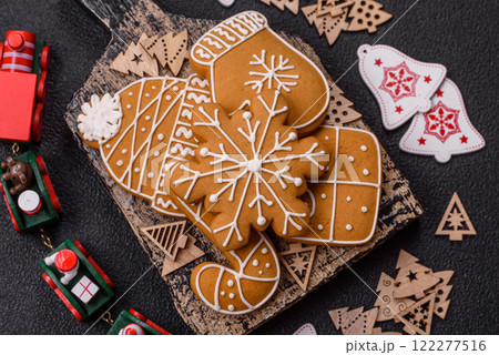 Homemade Christmas gingerbread cookies made as sweets Homemade Christmas gingerbread cookies made as sweets 122277516