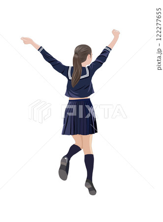 飛び跳ねる女子高生イラスト 122277655