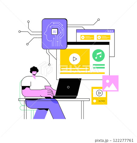 AI-Streamlined Content Creation abstract concept vector illustration. AI-Streamlined Content Creation abstract concept vector illustration. 122277761