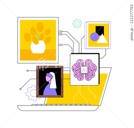 AI-Enhanced Digital Painting abstract concept vector illustration. 122277765