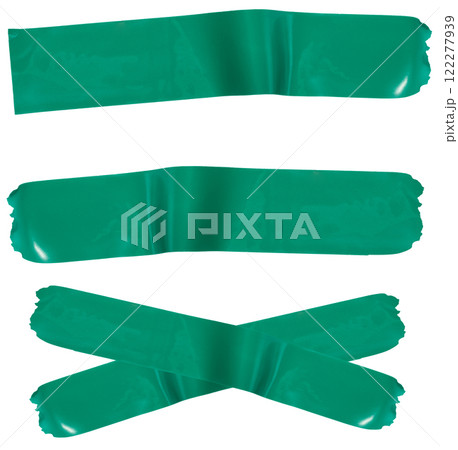 Torn green piece of rubber tape on isolated background 122277939
