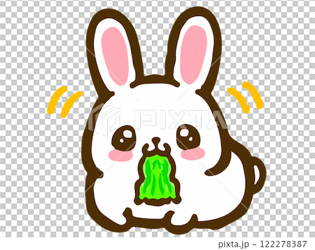 キャベツを食べるかわいいペットのうさぎの落書き風イラスト素材 キャベツを食べるかわいいペットのうさぎの落書き風イラスト素材 122278387