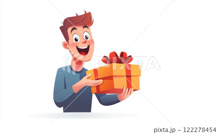 Man Receiving a Surprise Gift Cinematic contrast modern style illustration. 122278454