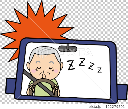 運転中の居眠りに注意!安全運転の重要性を啓発するイラスト 運転中の居眠りに注意!安全運転の重要性を啓発するイラスト 122279291