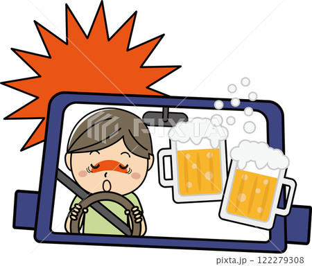 飲酒運転防止イラスト - 車を運転する酔ったドライバーの警告 飲酒運転防止イラスト - 車を運転する酔ったドライバーの警告 122279308