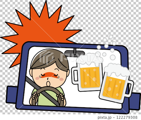 飲酒運転防止イラスト - 車を運転する酔ったドライバーの警告 飲酒運転防止イラスト - 車を運転する酔ったドライバーの警告 122279308