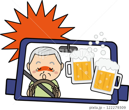 飲酒運転防止イラスト - 車を運転する酔ったドライバーの警告 飲酒運転防止イラスト - 車を運転する酔ったドライバーの警告 122279309