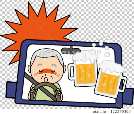 飲酒運転防止イラスト - 車を運転する酔ったドライバーの警告 飲酒運転防止イラスト - 車を運転する酔ったドライバーの警告 122279309