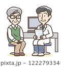 診察を受けるおじいさん 122279334