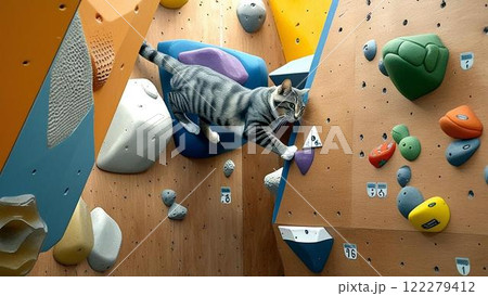 ボルダリングと猫 122279412