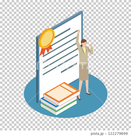 資格取得で喜ぶ女性 122279699