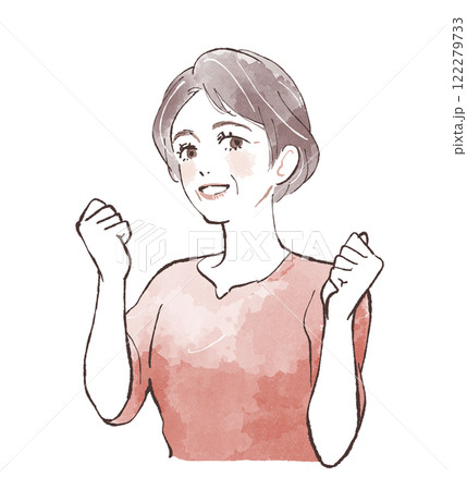 ガッツポーズをする女性 ガッツポーズをする女性 122279733