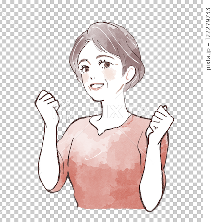 ガッツポーズをする女性 ガッツポーズをする女性 122279733