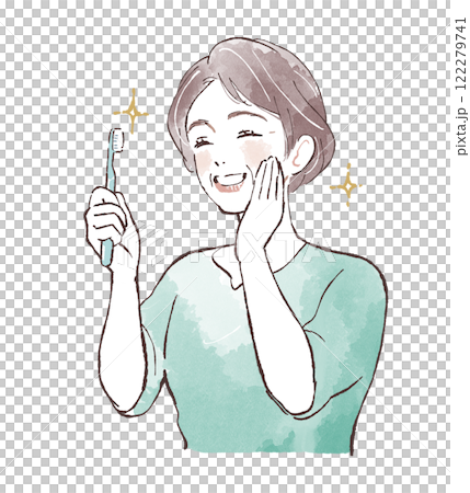 一個女人刷牙和提神 122279741