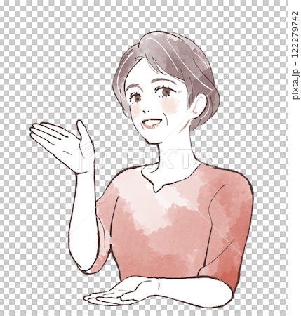 両手で案内する女性 122279742