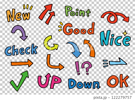 Handwritten arrow material set 122279757