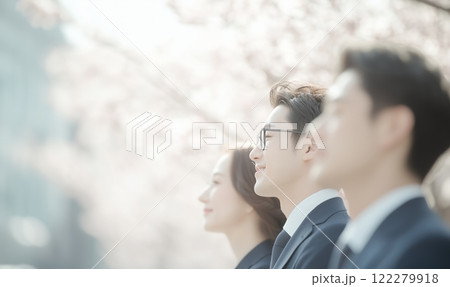 春、希望に満ちたスーツ姿の未来を見据える新社会人 春、希望に満ちたスーツ姿の未来を見据える新社会人 122279918