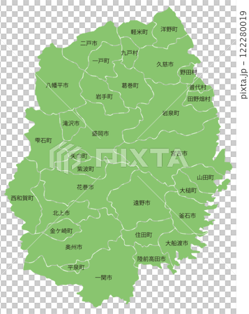 分割できる岩手県地図 市町村名あり 分割できる岩手県地図 市町村名あり 122280019