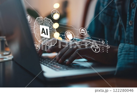 Human interact with AI artificial intelligence brain process generative AI EIDE Human interact with AI artificial intelligence brain process generative AI EIDE 122280046