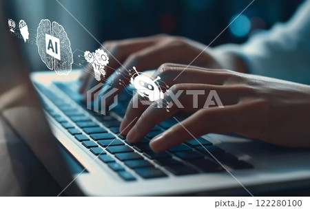 Human interact with AI artificial intelligence brain process generative AI EIDE 122280100