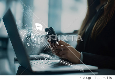 Human interact with AI artificial intelligence virtual assistant EIDE Human interact with AI artificial intelligence virtual assistant EIDE 122280110