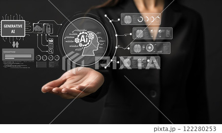 Human interact with AI artificial intelligence virtual assistant FaaS 122280253