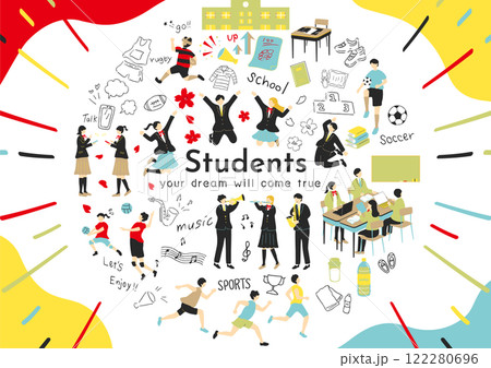 学校生活を楽しむ生徒たち 122280696