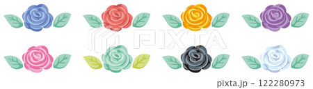 シンプルなカラフルな薔薇のベクターイラストアイコンセット 122280973