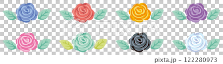シンプルなカラフルな薔薇のベクターイラストアイコンセット 122280973