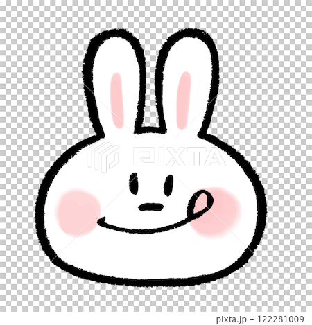 Smiling rabbit face icon sticking out its tongue 122281009