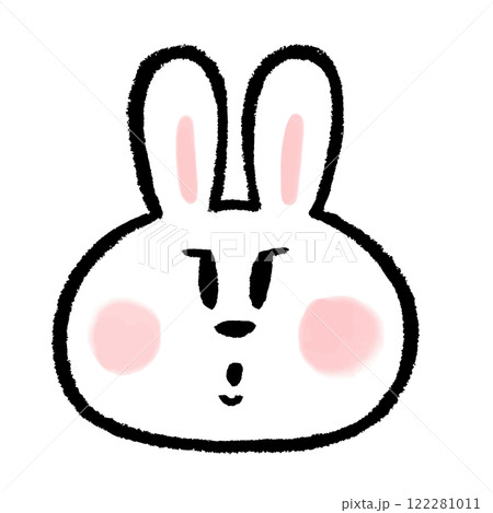 真面目な表情のウサギの顔のアイコン 122281011