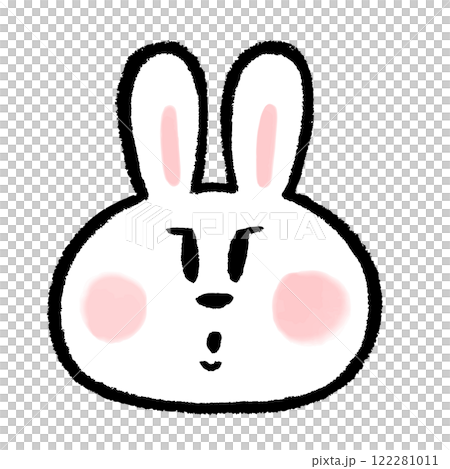 真面目な表情のウサギの顔のアイコン 122281011