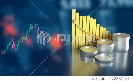 The Coins and chart for Business concept 3d Rendering. 122282168