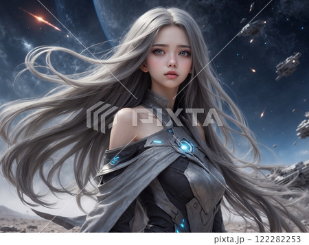 悲しげな表情の美少女 122282253