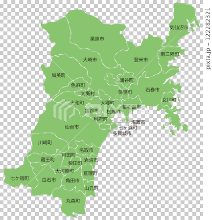 分割できる宮城県地図　市町村名あり 122282321