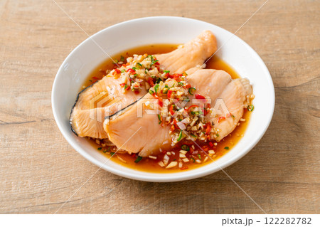 Poached Trout with Yuzu Ponzu Sauce 122282782