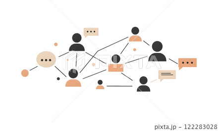Abstract Social Network Communication Concept with Connected People and Speech Bubbles 122283028