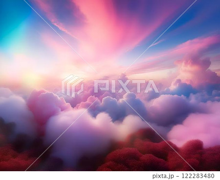 dramatic sunset with clouds 122283480