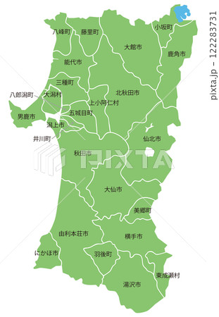 分割できる秋田県地図　市町村名あり 122283731