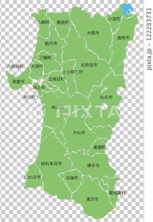 分割できる秋田県地図　市町村名あり 122283731