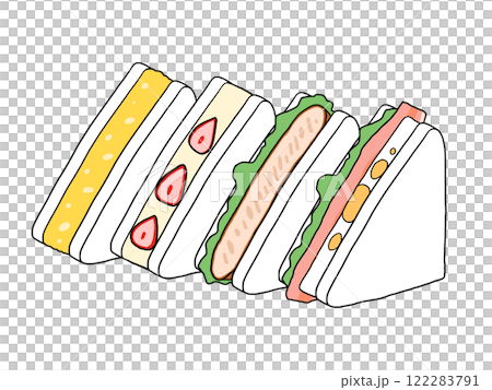 並んだ4種のサンドイッチのイラスト 122283791