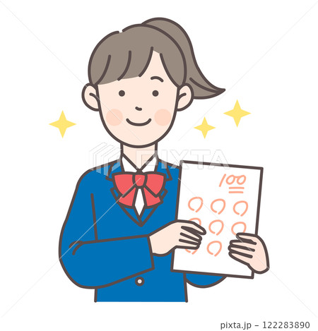 テストの点数を喜ぶ女子学生_ブレザー 122283890