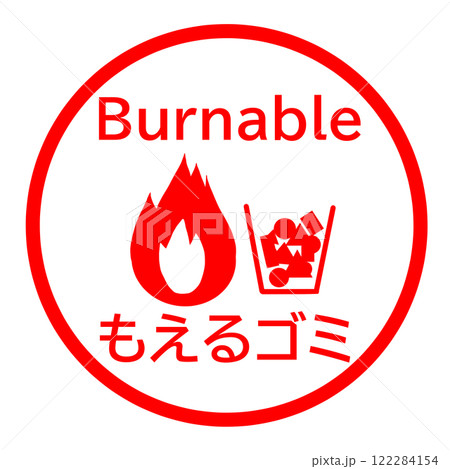 燃えるごみの分別に役立つ英語付きイラスト 燃えるごみの分別に役立つ英語付きイラスト 122284154