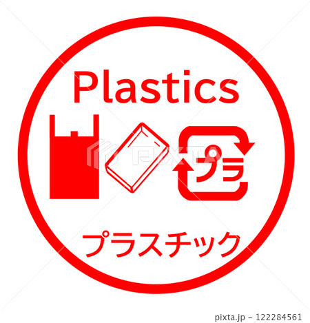 プラごみの分別に役立つ英語付きイラスト 122284561