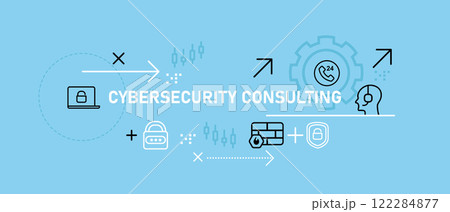 Cybersecurity Consulting concept highlighting cyber protection data security privacy management and IT consulting for threat prevention and risk management 122284877