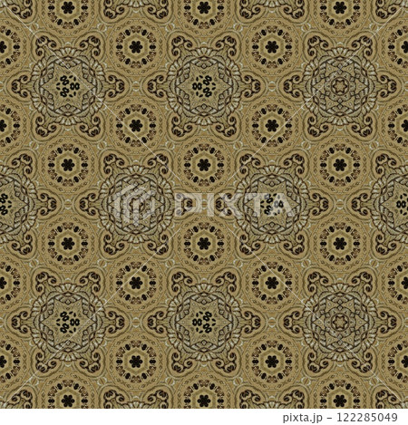 Pakistani ethnic lace texture. Geometric stripe ornament cover photo. Traditional mystic background design. Turkish fashion for floor tiles and carpet. Repeated pattern design for Indian textile print 122285049
