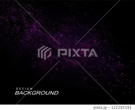 Isolated purple swirling mosaic on black background, abstract design component 122285191