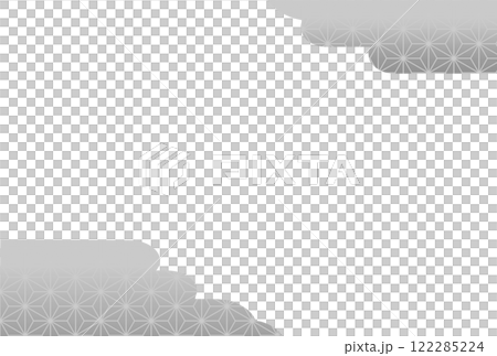 グレーの麻の葉柄の雲形フレーム 122285224